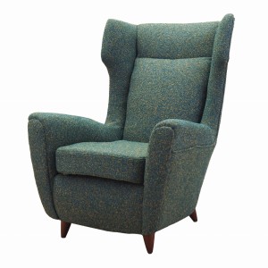 Green armchair, Italian design, 1970s, production: Italy