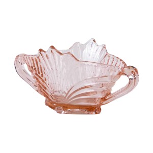 Pink pressed glass bowl, Italian design, 1970s, made in Italy