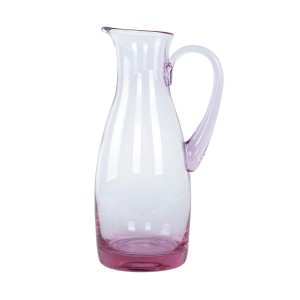Pink glass jug, Italian design, 1970s, made in Italy