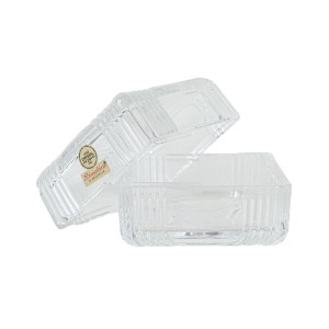 Crystal box, lead glass, Italian design, 1970s, manufacturer: Primavera di Cristallo