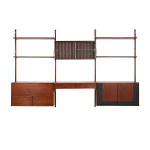 Teak modular shelving unit, Danish design, 1960s, manufactured by Hansen & Guldborg