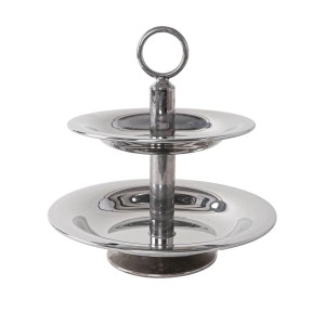 Two-tier steel cake stand, Italian design, 1980s, made in Italy