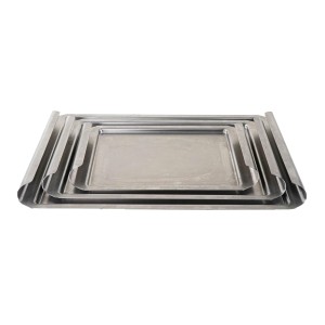 Set of stainless steel trays, Danish design, 1970s, manufactured by Stelton