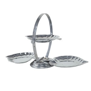 Three-tier metal cake stand, Italian design, 1970s, made in Italy