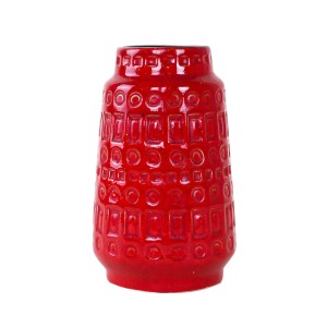 Red ceramic vase, German design, 1960s, made in West Germany