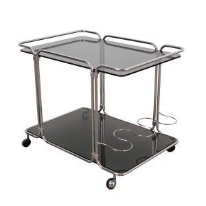 Glass bar cabinet on castors, Italian design, 1970s, made in Italy