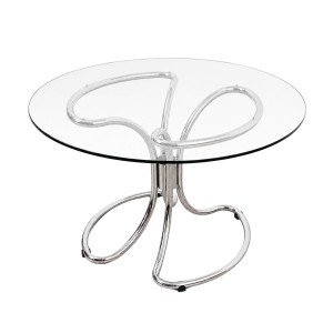Glass table, Italian design, 1970s, manufactured by Gastone Rinaldi