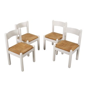 Set of four beechwood chairs, Italian design, 1980s, made in Italy