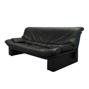 Black leather sofa, Italian design, 1960s, made in Italy