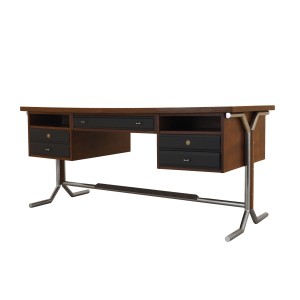 Walnut desk, Italian design, 1970s, made in Italy