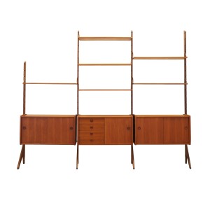 Teak modular shelving unit, Norwegian design, 1960s, manufactured by Blindheim Mobelfabrikk, designed by John Texmon & Einar Blindheim