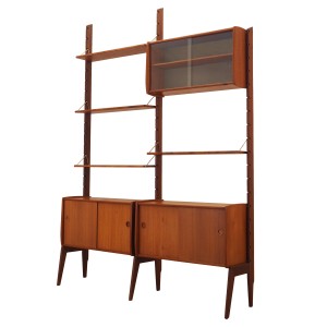 Teak modular shelving unit, Norwegian design, 1960s, manufactured by Blindheim Mobelfabrikk, designed by John Texmon & Einar Blindheim