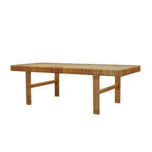Glass and wicker side table, Danish design, 1970s, made in Denmark