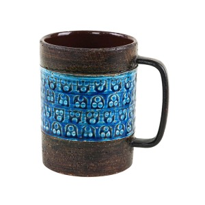 Trifoglio Blue ceramic mug, Italian design, 1960s, designer: Aldo Londi, manufacturer: Bitossi