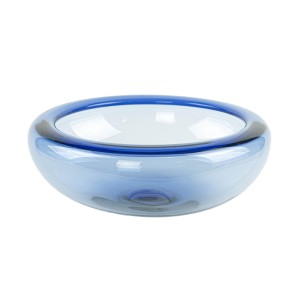 Blue glass bowl, Danish design, 1970s, manufactured by Holmegaard