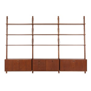Teak modular shelving unit, Danish design, 1960s, designed by Rud Thygesen & Johnny Sørensen, manufactured by HG Furniture