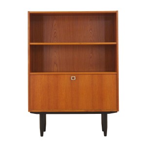 Danish teak-veneered bookcase with a bar and adjustable shelves, 1970s.