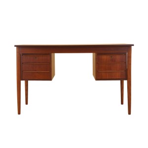 Danish teak desk with six drawers, veneered, 1970s.