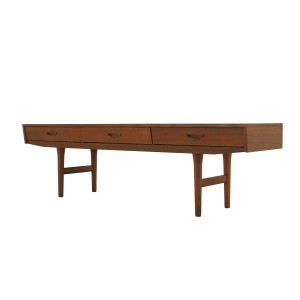 Danish teak sideboard from the 1970s – low profile design with three drawers, Scandinavian Modern