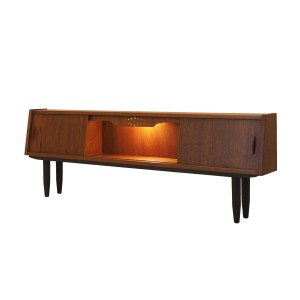 Teak sideboard with illuminated section and sliding doors, Denmark, 1960s