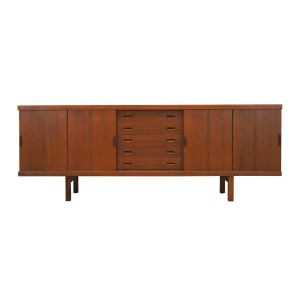 Teak sideboard with sliding doors, Danish Modern design from the 1960s