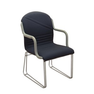 Italian conference chair from the 1990s with blue upholstery on cantilever base