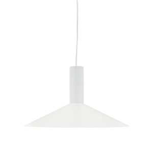 Danish pendant lamp in white metal, conical shade in Scandinavian design tradition, 2000s