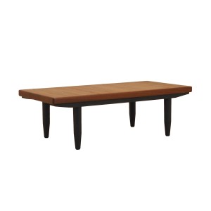 Danish teak veneer coffee table with black tapered legs, 1960s