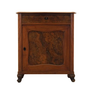 Danish cabinet with burr wood inlays, solid wood, lockable with key, 1960s