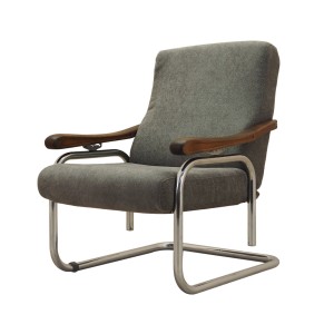 Italian lounge chair with adjustable backrest, beech armrests, 1970s