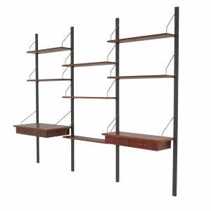 PS System modular shelving by Preben Sørensen, teak veneer, Denmark, 1970s