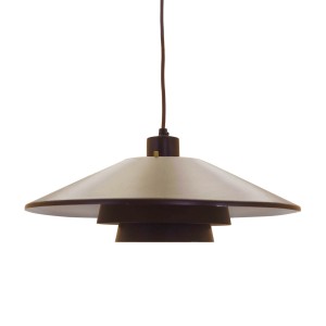 Danish pendant lamp with layered shade, brown metal finish, 1960s