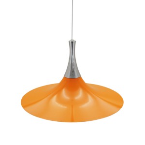 Danish pendant lamp from the 1960s with orange metal shade in Scandinavian Modern style