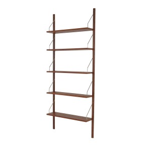 Danish teak veneer modular shelving system from the 1970s, five adjustable shelves