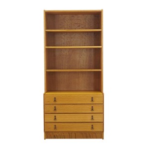 Danish Oak Veneered Bookcase with Adjustable Shelves, 1960s