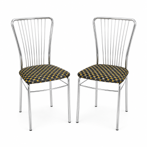 Set of metal chairs with fan-shaped backrest, new upholstery, Denmark, 1980s