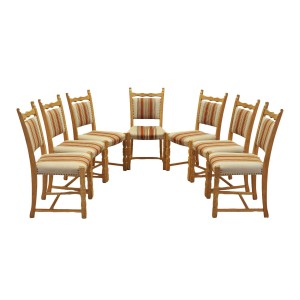 Set of dining chairs by Henning Kjærnulf, solid oak frame, Denmark, 1960s