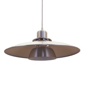Danish pendant lamp with layered metal shade, 1970s Scandinavian design