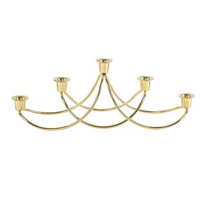 Five-arm candlestick by Georg Jensen, polished metal with gold finish, Denmark, 1970s