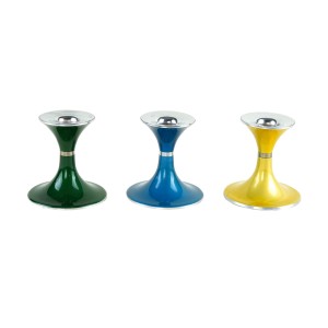 Candlestick set by Bjørn Engø, lacquered metal Space Age design, Norway, 1970s