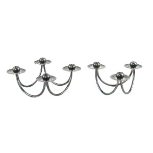Set of silver-plated candlesticks by Berg Denmark with square bases, 1970s