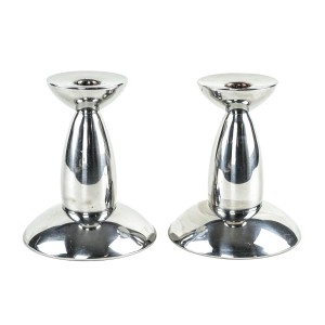 Pair of Chrome Candlesticks, Industrial Minimalist Design, European, 1970s