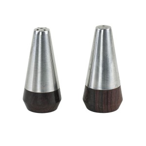 Danish teak and steel salt and pepper shaker set from the 1970s