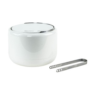 Stelton Ice Bucket in White with Steel Detail, Danish Design, 1970s