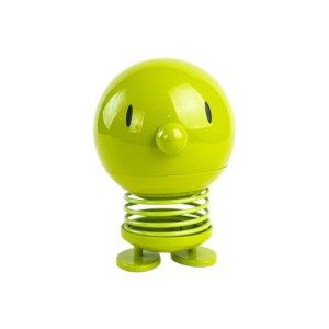 Hoptimist bobblehead money box figurine, green plastic, Danish design, 1970s