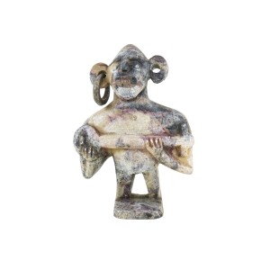 Stone folk figurine, European artisan craft, handcrafted decorative sculpture, 1970s