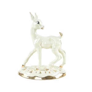 Ceramic deer figurine, glazed Danish pottery from the 1970s