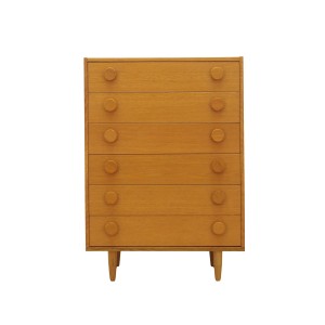 Danish chest of drawers in ash veneer, six drawers, 1970s