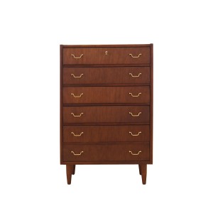 Danish teak chest of drawers with six drawers and lockable top drawer, 1960s