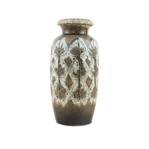 Scheurich ceramic floor vase with botanical relief pattern, Germany, 1970s